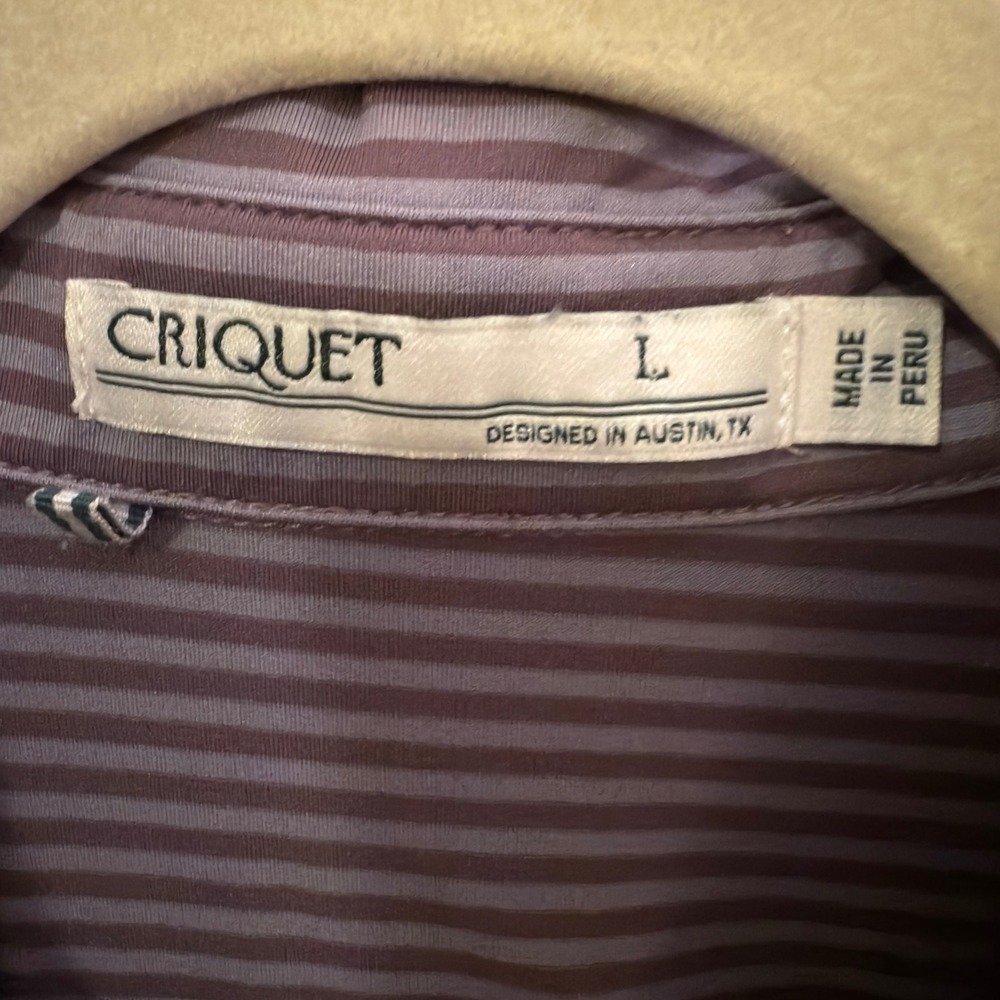 Criquet Mens Polo Shirt Size L Striped Short Sleeve Golf Casual - Picture 4 of 5